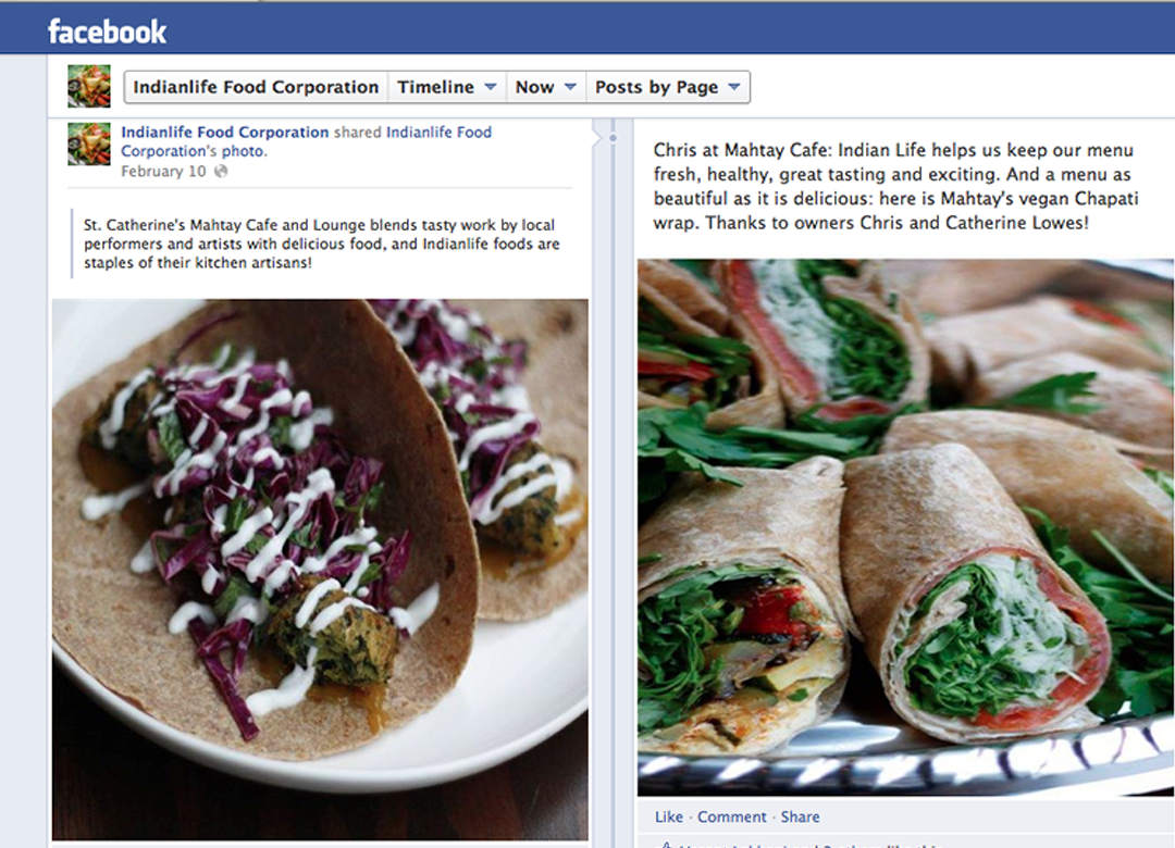 Social Media Sample - Indianlife Food Corporation Facebook